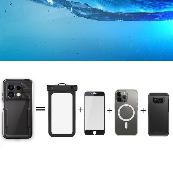 IP68 Waterproof Case for Xiaomi Redmi Note 13 Pro 5G, Redpepper, black