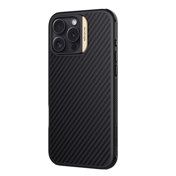 Nillkin Armored Case for iPhone 16 Pro Max, Carbon Fiber, for Magsafe, gold