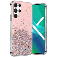 Case for Samsung Galaxy S22 Ultra 5G, Glittery, pink