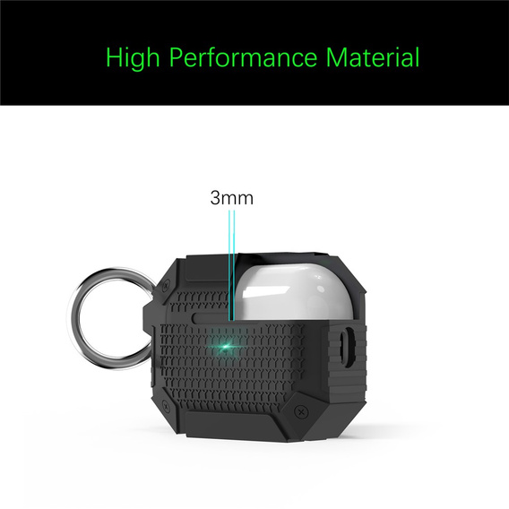 Armoured headphone case with carabiner for Apple AirPods Pro 3