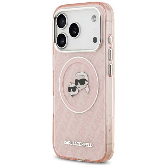 Karl Lagerfeld IML Glitter Karl & Choupette Heads Logo MagSafe Case for iPhone 17 Pro