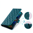 Flip case for Xiaomi Redmi Note 13 Pro 4G / Xiaomi Redmi Note 14S / Xiaomi Poco M6 Pro 4G, Rhombus Crossbody Leather, dark green
