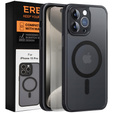 Case for iPhone 15 Pro, for MagSafe, ERBORD Matt Case, black + Screen Glass