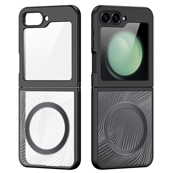 DuxDucis case for Samsung Galaxy Z Flip7 FE / Z Flip6, Aimo case, for MagSafe, transparent / black