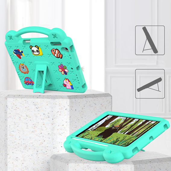 Children's case for iPad 9.7" 2018/2017 (6/5 gen.) / Pro 9.7" 2016, Cute Patterns, with stand, green