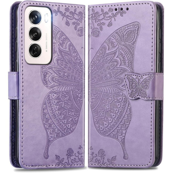 Flip case for Oppo Reno 12, Butterfly, purple
