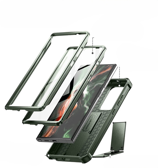 Armored case for Samsung Galaxy S23 Ultra, Dexnor Full Body (Two Frames), green