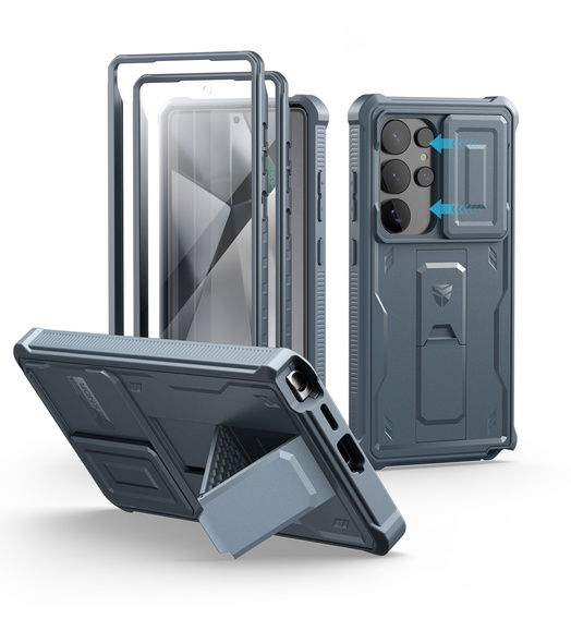 Armored case for Samsung Galaxy S25 Ultra, Dexnor Full Body (Two Frames), dark blue