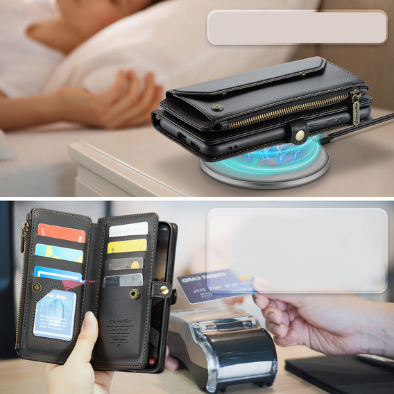 CASEME RFID Leather Wallet Case for Samsung Galaxy S26, black