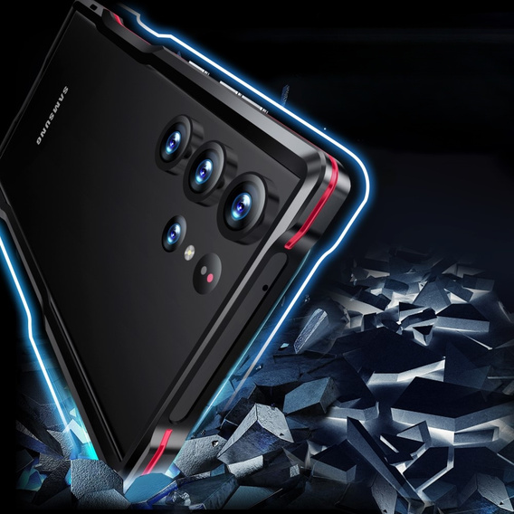 Case LUPHIE for Samsung Galaxy S23 Ultra, Armor Bumper, black / red