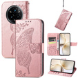 Flip case for Realme 14 Pro 5G, Butterfly, pink rose gold