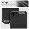 Spigen case for iPhone 16E, Rugged Armor MagSafe, black + Tempered Glass 9H