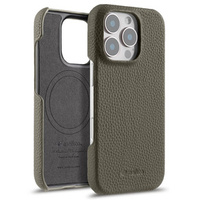 MELKCO case for iPhone 16 Pro, leather, grey