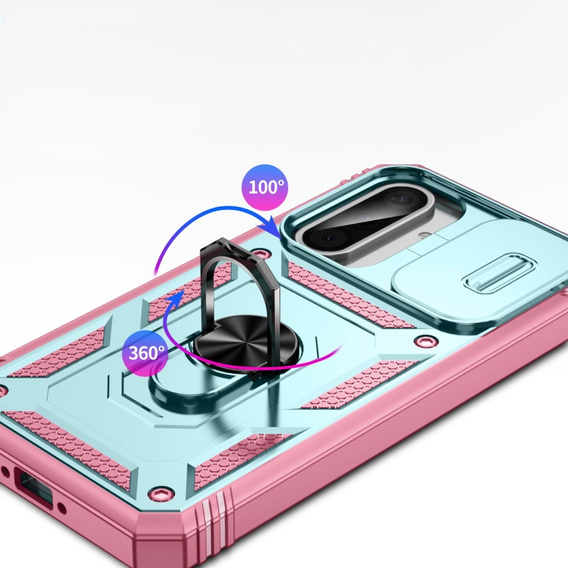 Case for Samsung Galaxy A56 5G, KickStand Camera Lens, green / pink