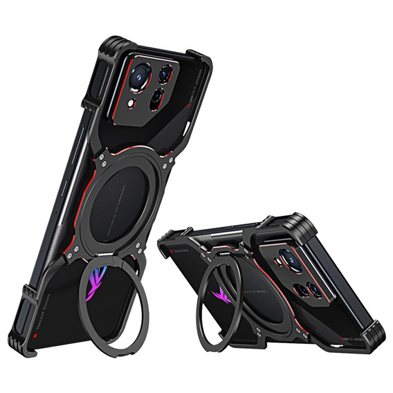 Case for ASUS ROG Phone 8 5G / 8 Pro 5G, Kickstand Bumper, with lens cover, for MagSafe, black / red