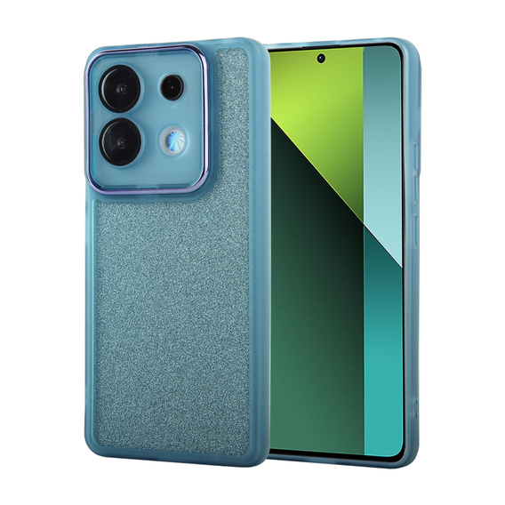 Case for Xiaomi Redmi Note 13 5G, Glittery Powder, blue + 9H tempered glass