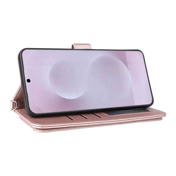 Crossbody Leather Wallet flip case for Samsung Galaxy S25 Edge, pink