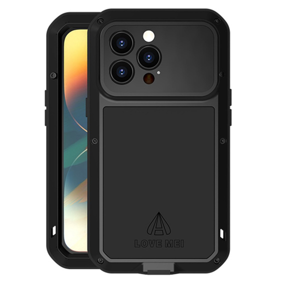 Love Mei Case for iPhone 14 Pro Max, armored with glass, black