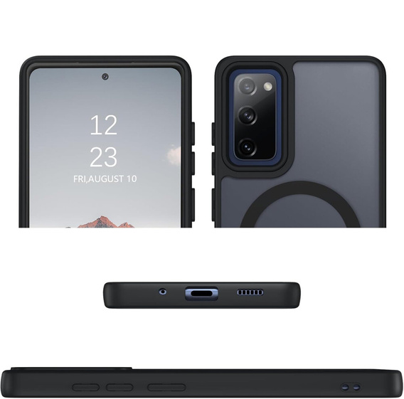 Case for Samsung Galaxy S20 FE, for MagSafe, ERBORD Matt Case, black + Screen Glass
