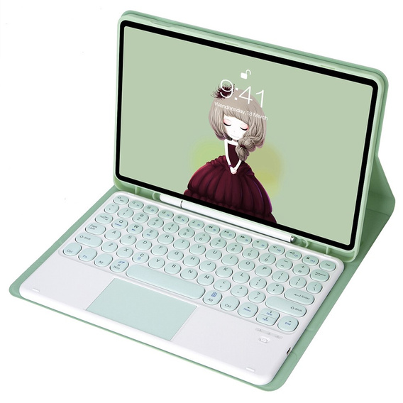 Case + keyboard Samsung Galaxy Tab S6 Lite 2020 P610/P615 / S6 Lite 2022 10.4, Touchpad Pen Slot, light green