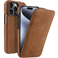 MELKCO flip case for iPhone 15 Pro, leather, flip, coffee