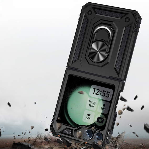 Armor Case for Samsung Galaxy Z Flip7 FE / Z Flip6, Nox Case Ring, black