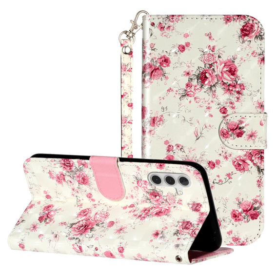 Flip case for Samsung Galaxy A35 5G, Wallet, Roses white