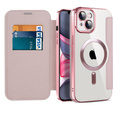 Flip case for iPhone 14, RFID Wallet MagSafe CamShield, pink