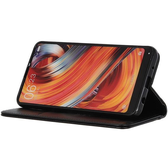 Case for Samsung Galaxy S24+ Plus, Wallet Litchi Leather, black