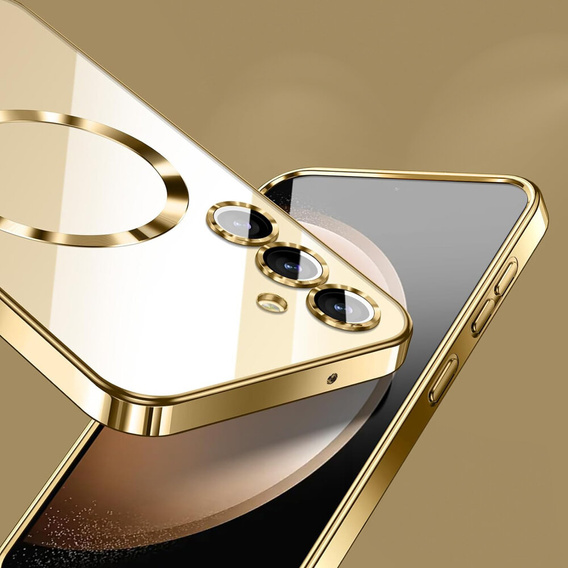 Case for Samsung Galaxy S24+ Plus, Electro MagSafe, gold + Screen Glass