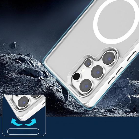 Case for Samsung Galaxy S25 Ultra, Kickstand Matt Case, for MagSafe, silver