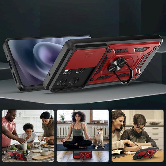 Case for Motorola Moto G86 5G, CamShield Slide, red
