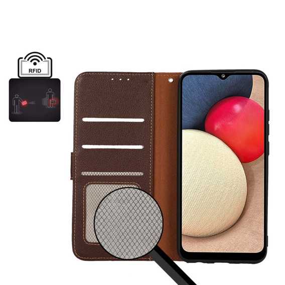 Flip case for OnePlus 12 5G, KHAZNEH RFID, brown / blue