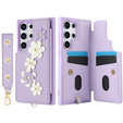 Case for Samsung Galaxy S25 Ultra, Leather Flower Card Slot, purple