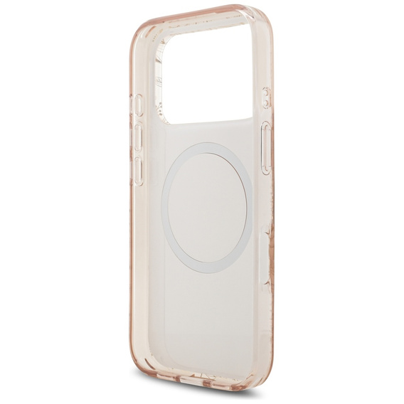 Guess IML Flowers Electroplated Allover With Beads Strap Case, for MagSafe, with strap for iPhone 17 Pro