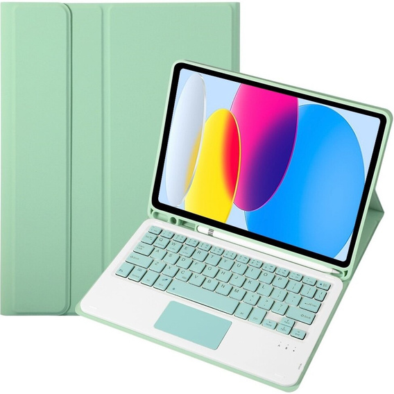 Case + keyboard iPad 10.9 2022 10 Gen, TouchPad Pen Slot, light green