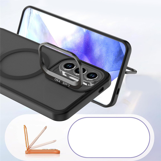 Skin-touch case with MagSafe stand for Samsung Galaxy A37 5G, black