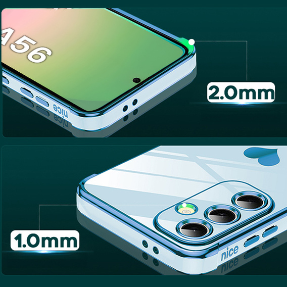 Case for Samsung Galaxy A56, Electro heart, blue + Glass 9H