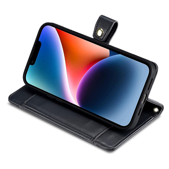 Flip case for iPhone 15 Pro, Wallet Zipper Pocket, black