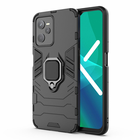 Case for Realme C35, Kickstand Ring, black