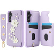 Case for Samsung Galaxy S23 FE, Leather Flower Card Slot, purple