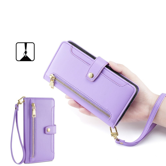 Flip case for Infinix Note 40 Pro, Wallet Zipper Pocket, purple