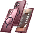 Case for Samsung Galaxy S25 Ultra, for MagSafe, ERBORD Matt Case, maroon + Screen Glass