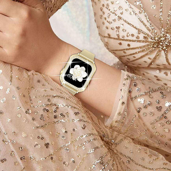 Milanese bracelet + case with protective film for Apple Watch 1/2/3/4/5/6/7/8/SE/ULTRA (42/44/45/49 MM), Black