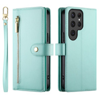 Flip case for Samsung Galaxy S25 Ultra, Wallet Zipper Pocket, green