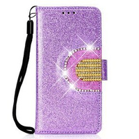 Flip case for Huawei P Smart 2019 / Honor 10 Lite, Glitter Mirror Wallet, purple