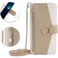 Flip case for iPhone 14 Pro Max, Wallet Zipper Pocket, with mirror, white