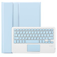 Case + keyboard Samsung Galaxy Tab A9+, Leather Pen Slot TouchPad, light blue
