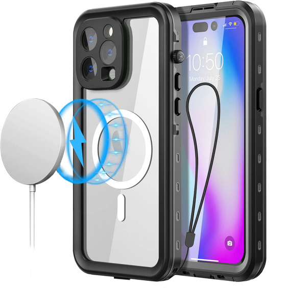 Waterproof case for iPhone 14 Pro Max, Redpepper, for MagSafe, black