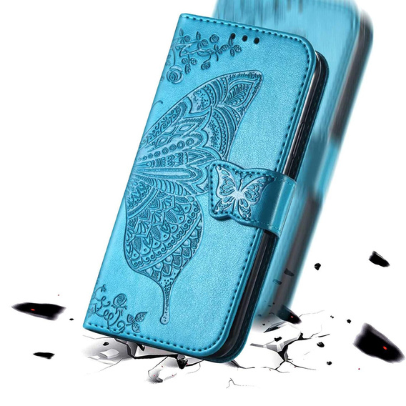 Flap case for Oppo Reno 14F, wallet, Butterfly, blue
